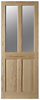 Geom 4 panel Glazed Internal Door, (H)2032mm (W)813mm (T)35mm