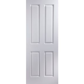 Geom 4 panel Unglazed Contemporary White Woodgrain effect Internal Fire door, (H)1981mm (W)762mm (T)44mm