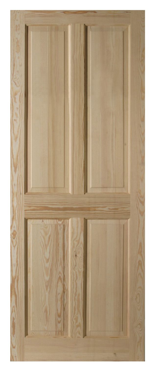 Geom 4 panel Unglazed Victorian Pine veneer Internal Clear pine Door, (H)2040mm (W)826mm (T)40mm