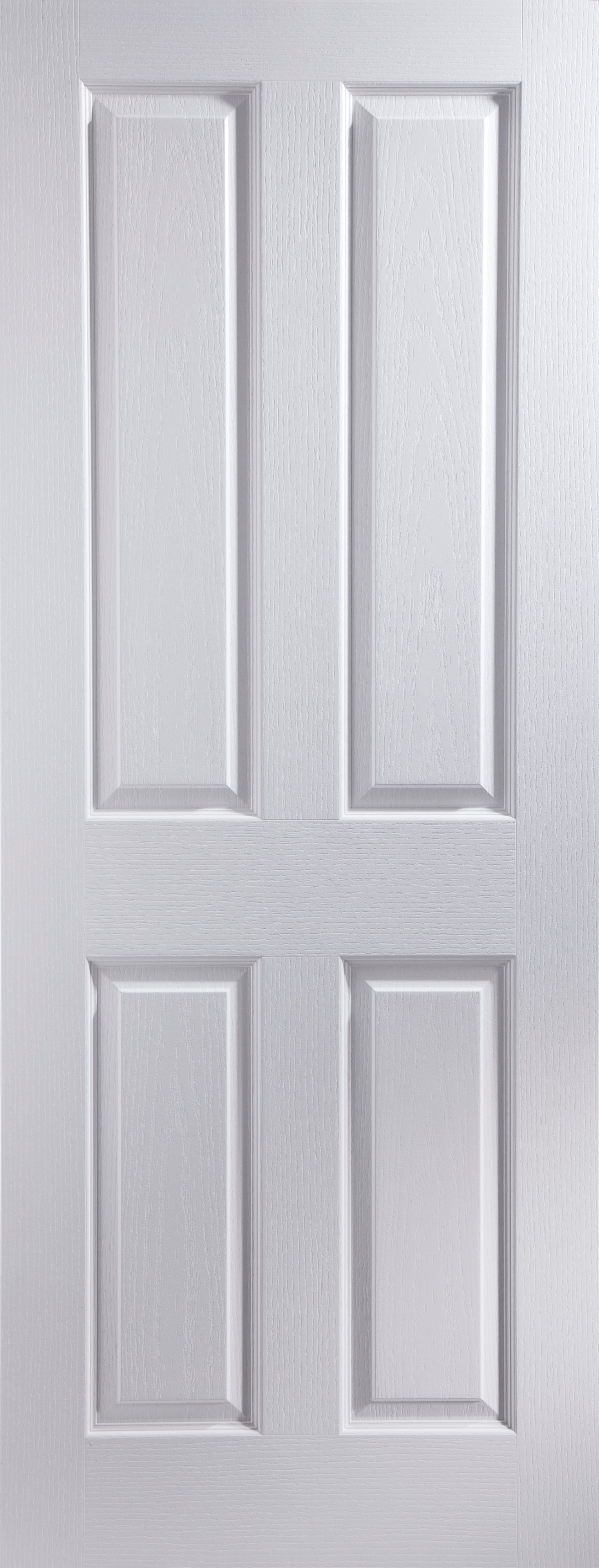 Geom 4 panel Unglazed White Woodgrain effect Internal Fire door, (H)1981mm (W)838mm (T)44mm