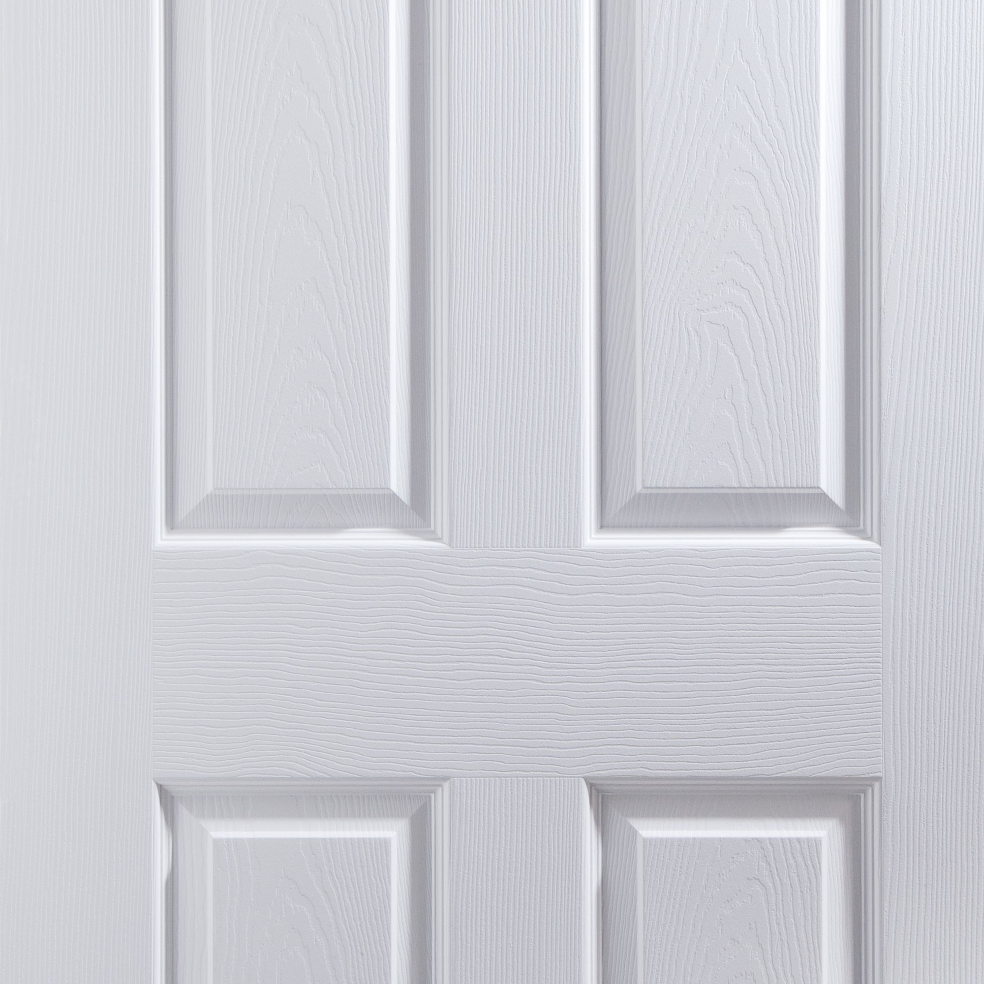 Geom 6 panel Unglazed Contemporary White Woodgrain effect Internal Fire door, (H)1981mm (W)686mm (T)44mm