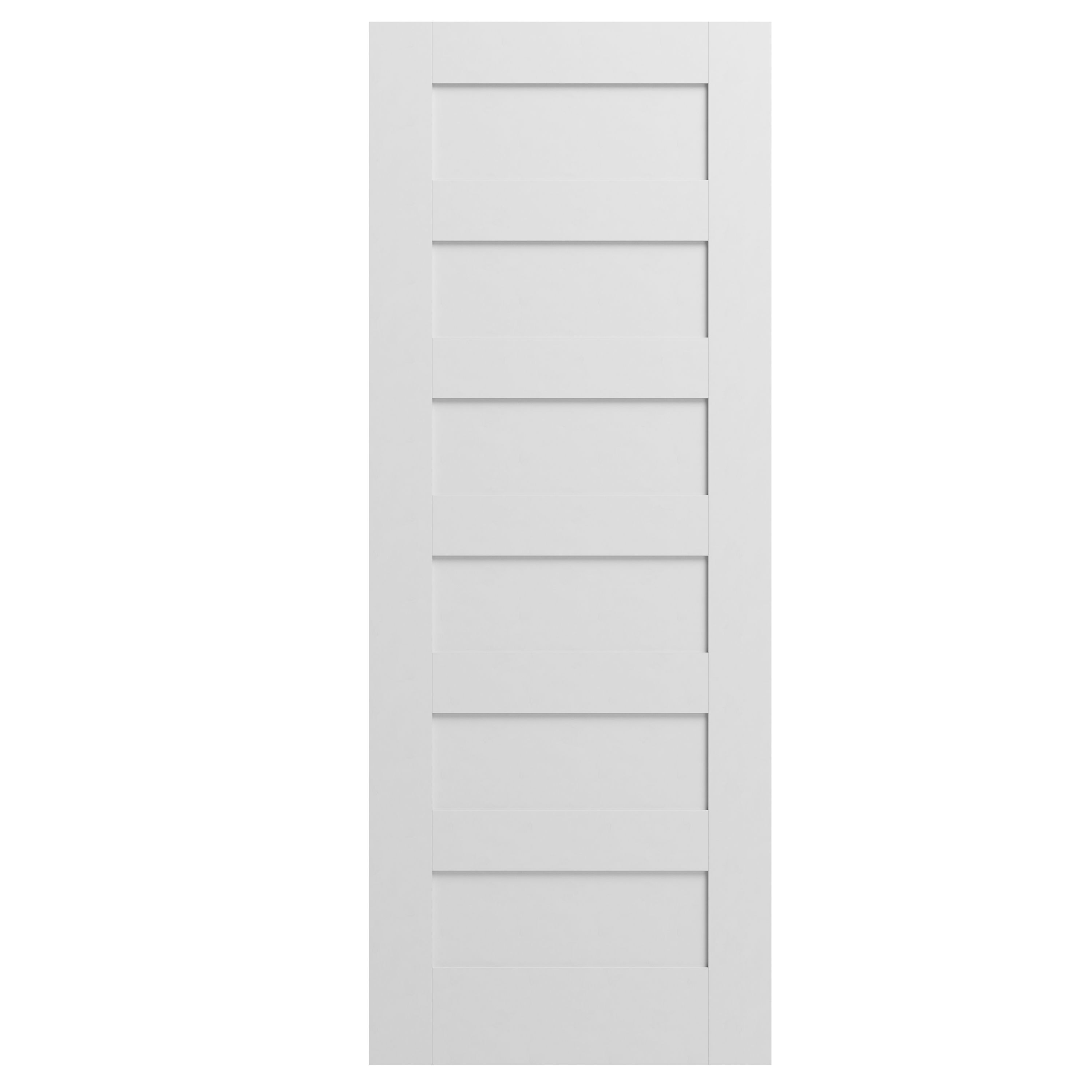 Geom 6 panel Unglazed Shaker White Internal Door, (H)1981mm (W)610mm (T)35mm