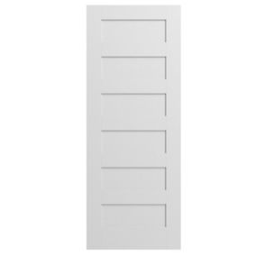 Geom 6 panel Unglazed Shaker White Internal Door, (H)1981mm (W)686mm (T)35mm