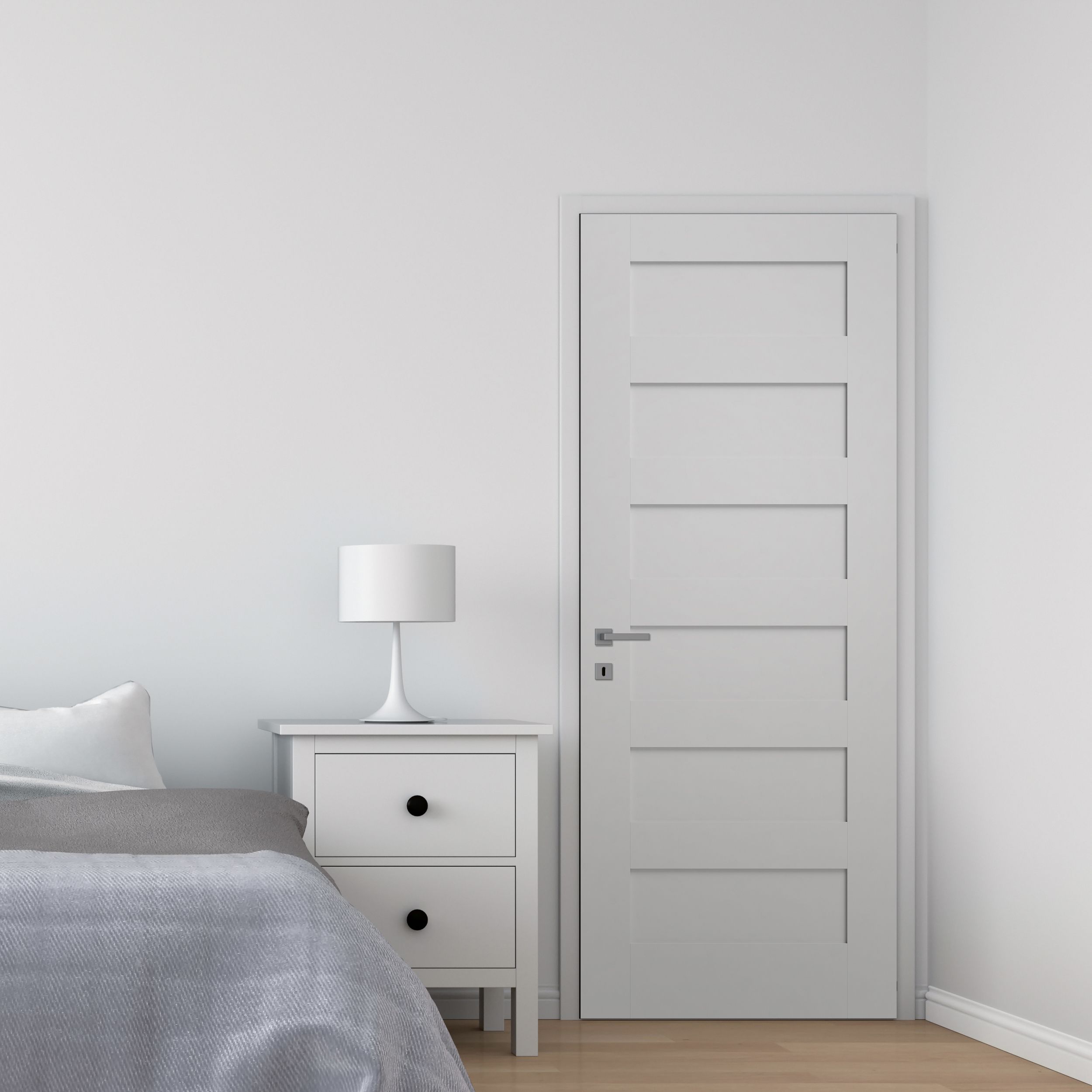 Geom 6 panel Unglazed Shaker White Internal Door, (H)1981mm (W)762mm (T)35mm