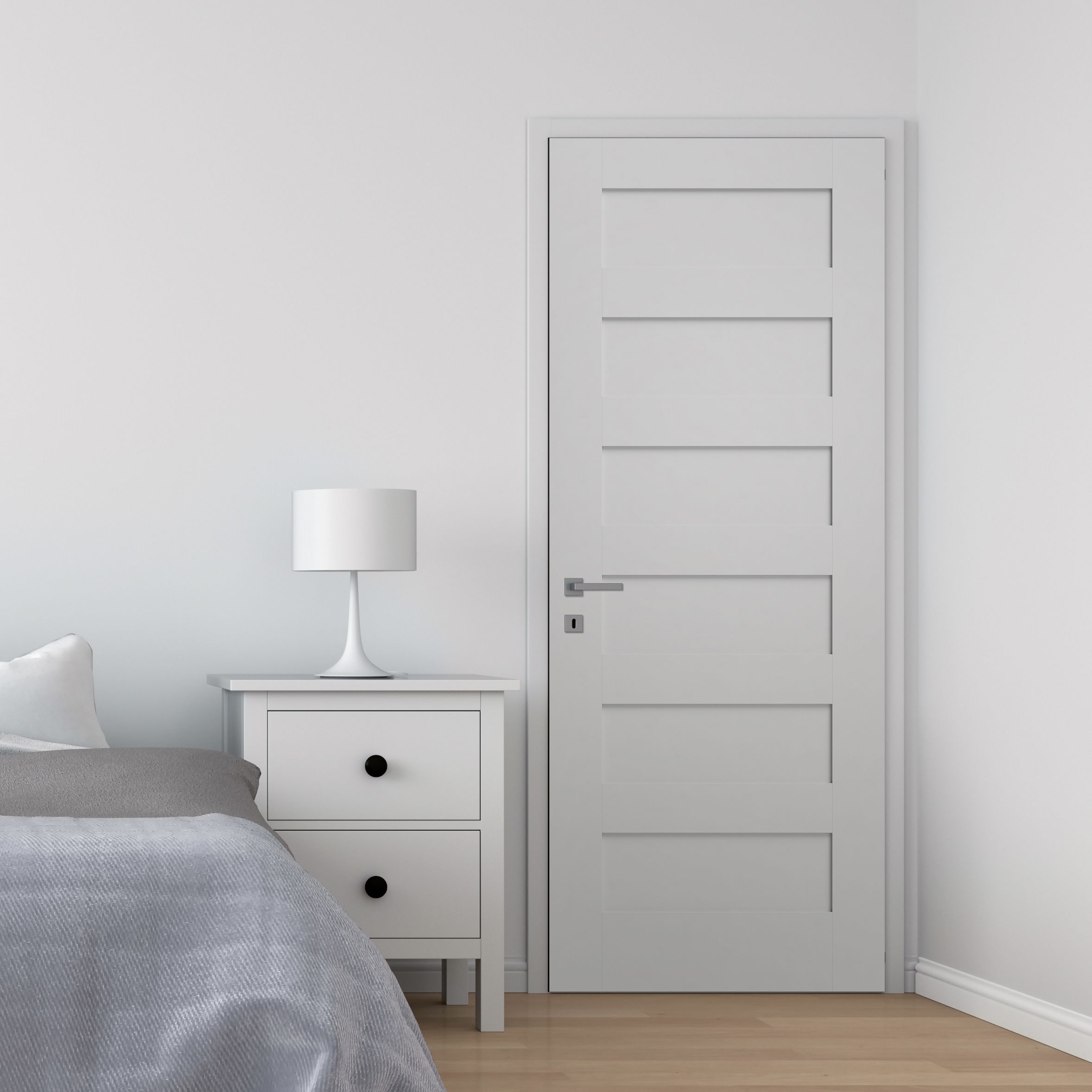 Geom 6 panel Unglazed Shaker White Internal Door, (H)1981mm (W)838mm (T)35mm