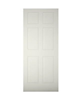 Geom 6 panel Unglazed White External Front door, (H)1981mm (W)838mm