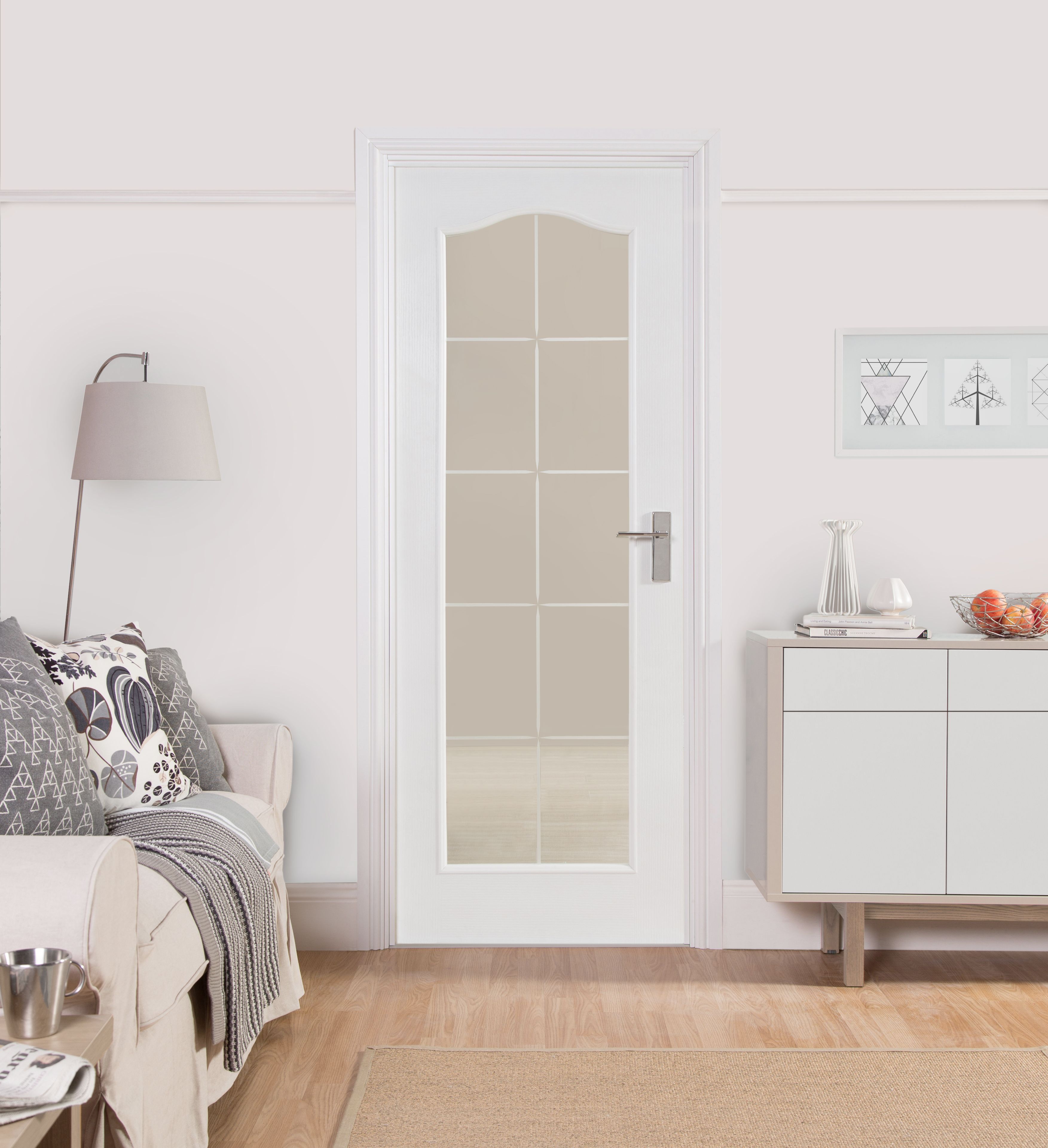 Geom Arched 10 Lite Glazed White Internal Door, (H)1981mm (W)762mm (T)35mm