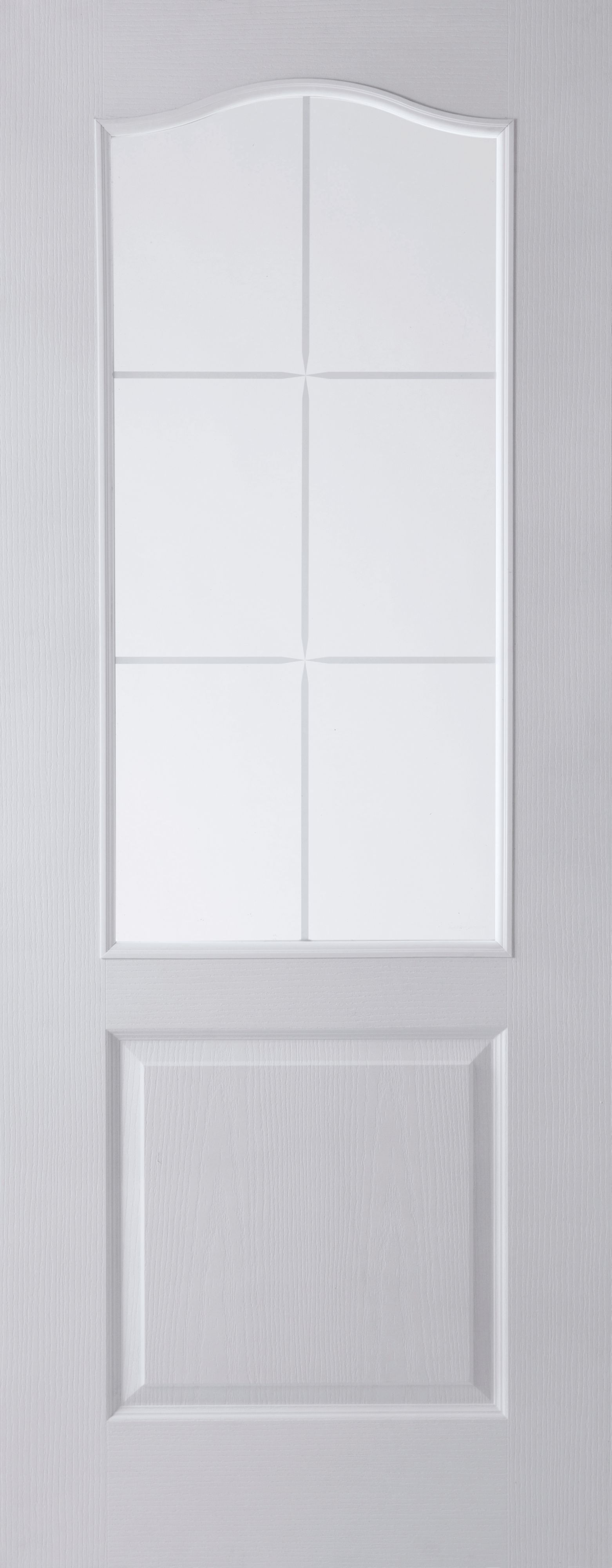 Geom Arched 2 panel 6 Lite Glazed White Internal Door, (H)1981mm (W)762mm (T)35mm