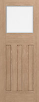 Geom Glazed Oak veneer Internal Door, (H)1981mm (W)762mm (T)35mm