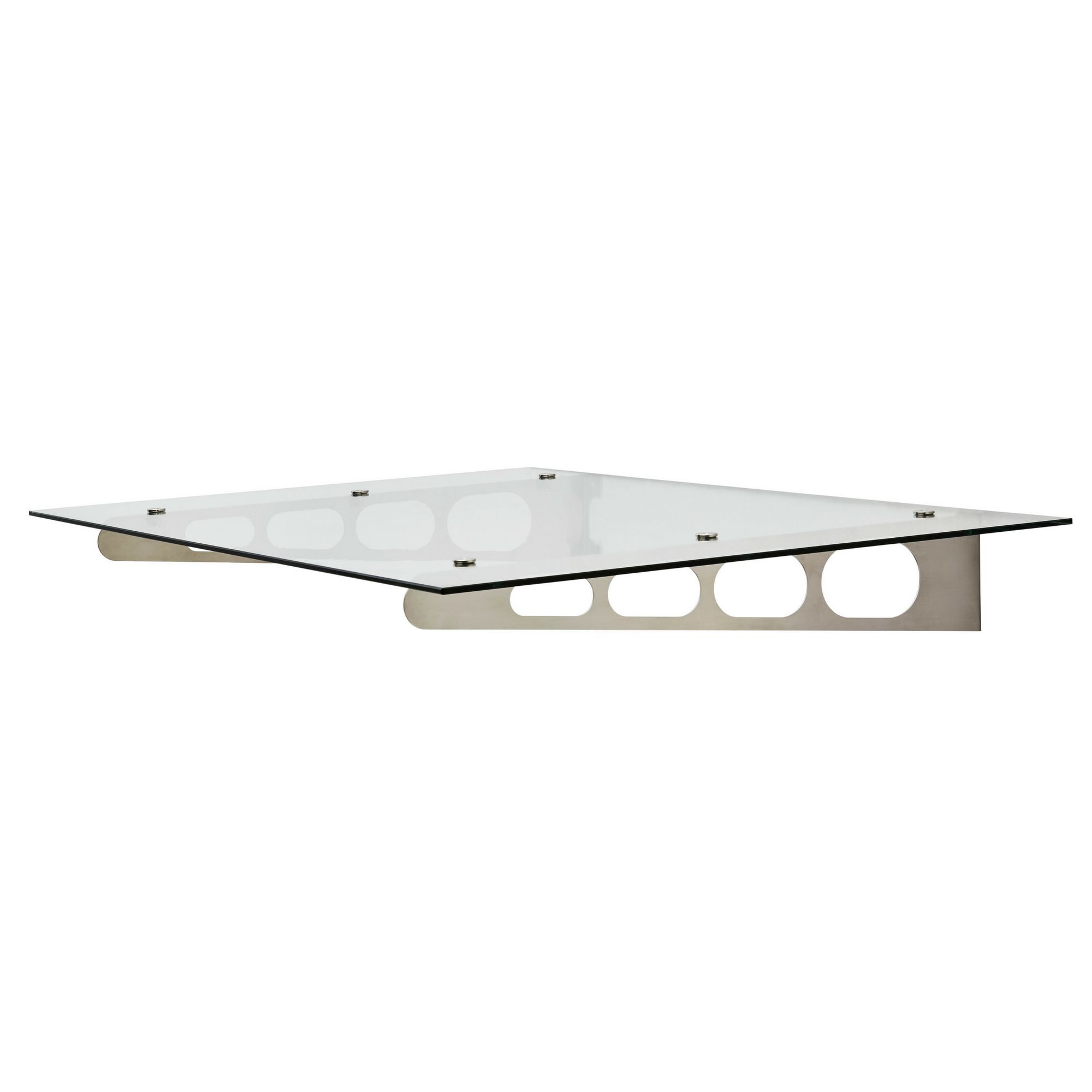 Geom Lugano Clear Glazed Glass & stainless steel Flat Porch canopy, (W)1.4m (D)0.9m