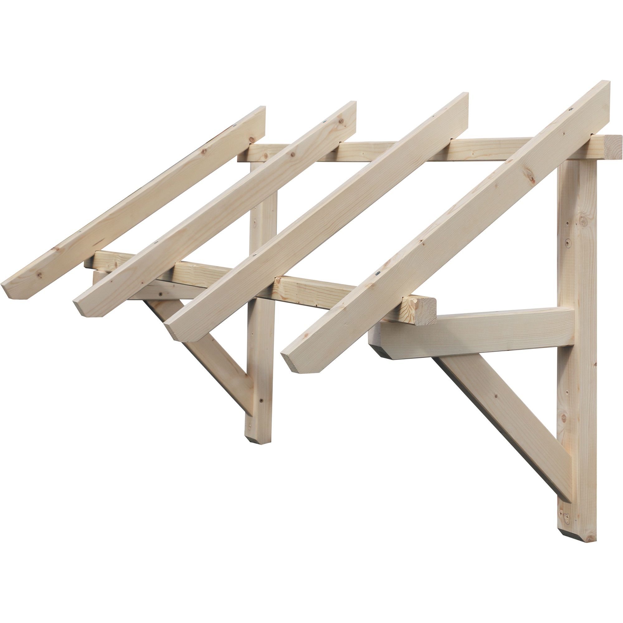 Geom Mitre Clear Glazed Fir Flat Porch canopy, (W)1.4m (D)0.66m