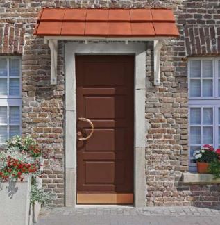 Geom Mitre Clear Glazed Fir Flat Porch canopy, (W)1.4m (D)0.66m