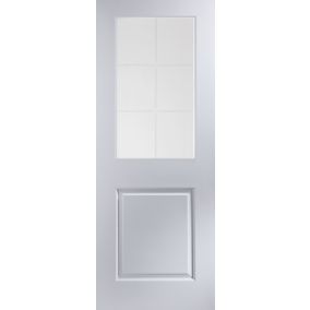 Geom Painted 2 panel 6 Lite Obscured Glazed Contemporary White Internal Door, (H)1981mm (W)762mm (T)35mm