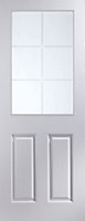 Geom Painted 2 panel 6 Lite Woodgrain Glazed White Internal Door, (H)1981mm (W)686mm (T)35mm
