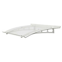 Geom Rocha Clear Glazed Aluminium & polycarbonate Curved Porch canopy, (W)1.4m (D)0.9m