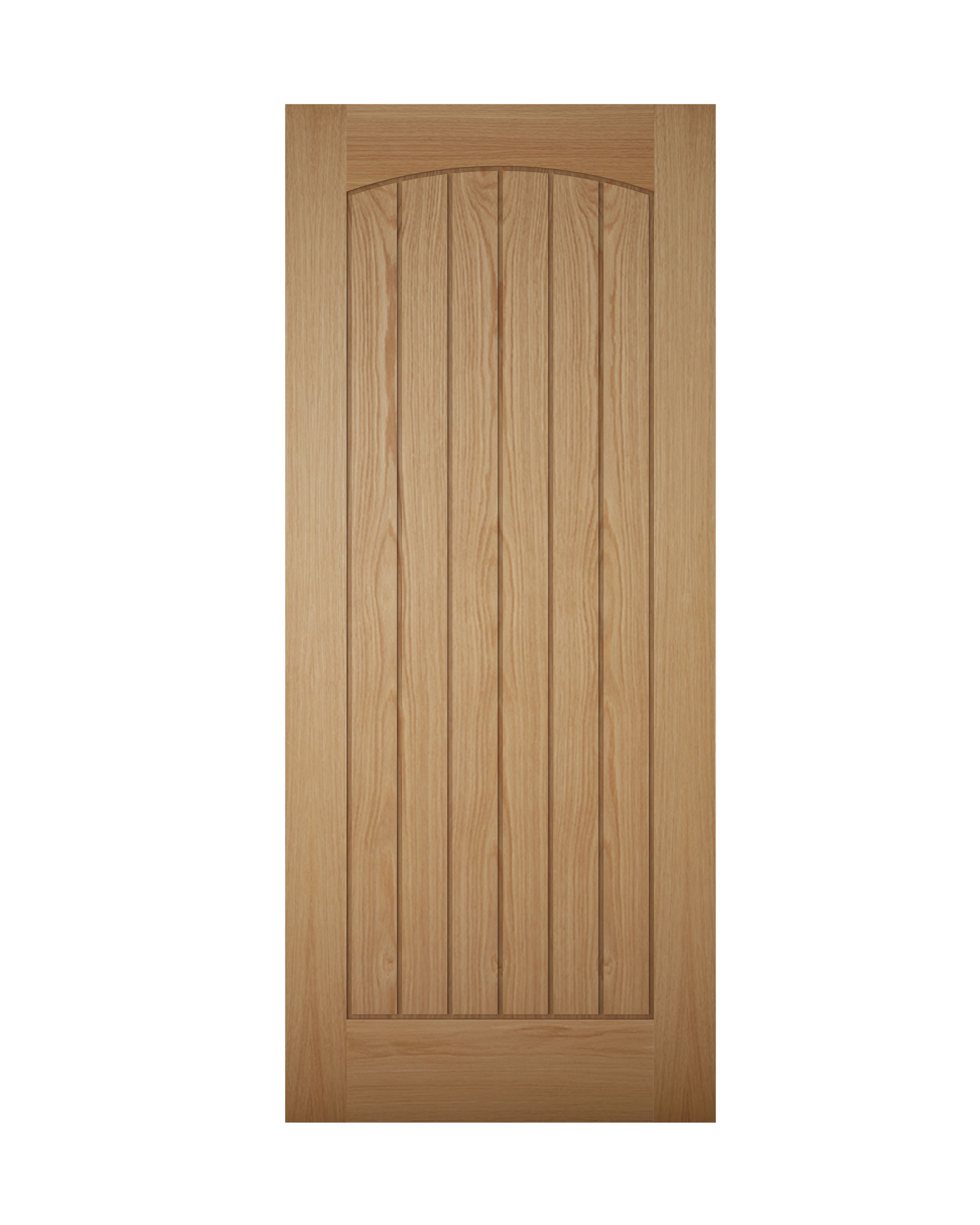 Geom Unglazed Cottage Wooden White oak veneer External Front door, (H)1981mm (W)762mm