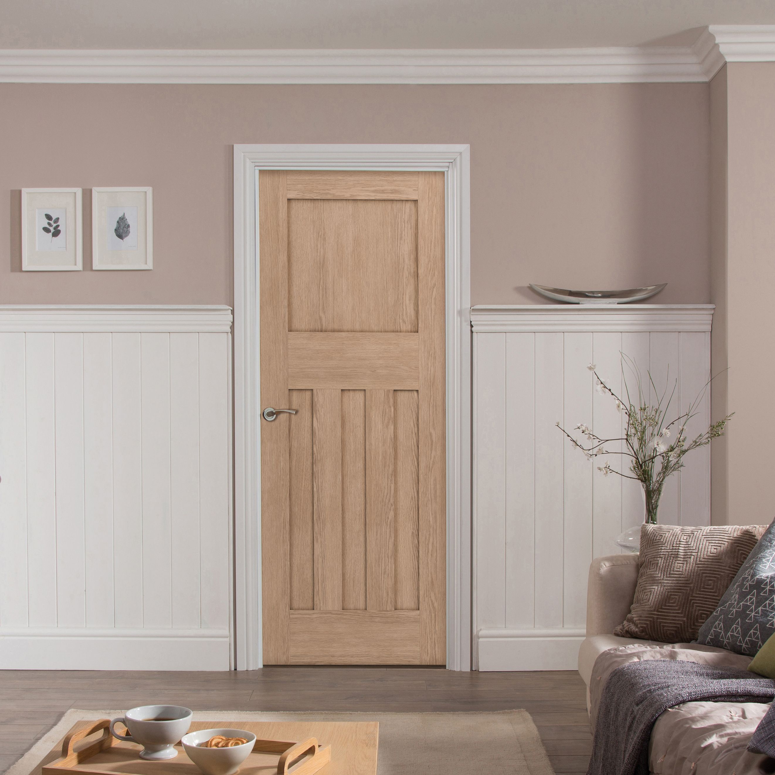 Geom Unglazed Traditional Oak veneer Internal Timber Door, (H)1981mm (W)686mm (T)35mm