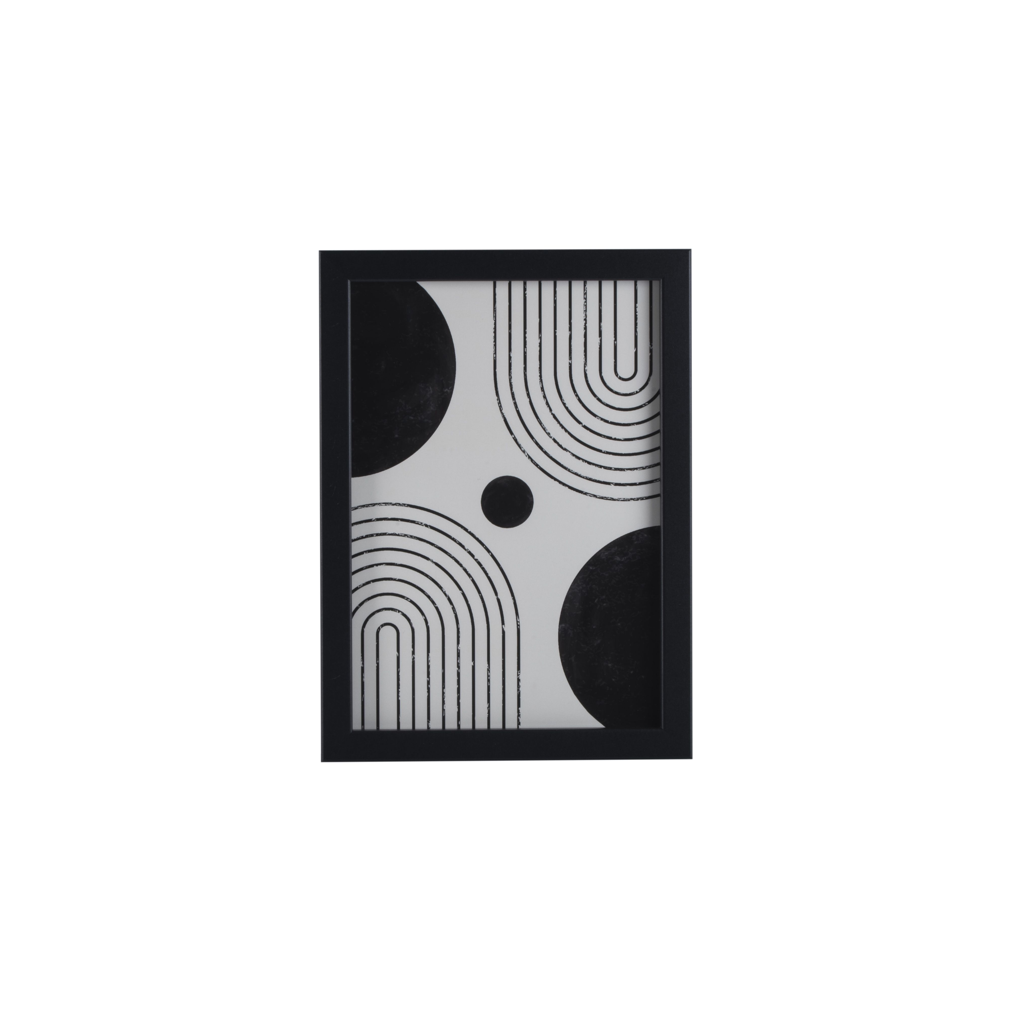 Geometric Shapes Black Framed print (H)33cm x (W)24cm, Set of 3