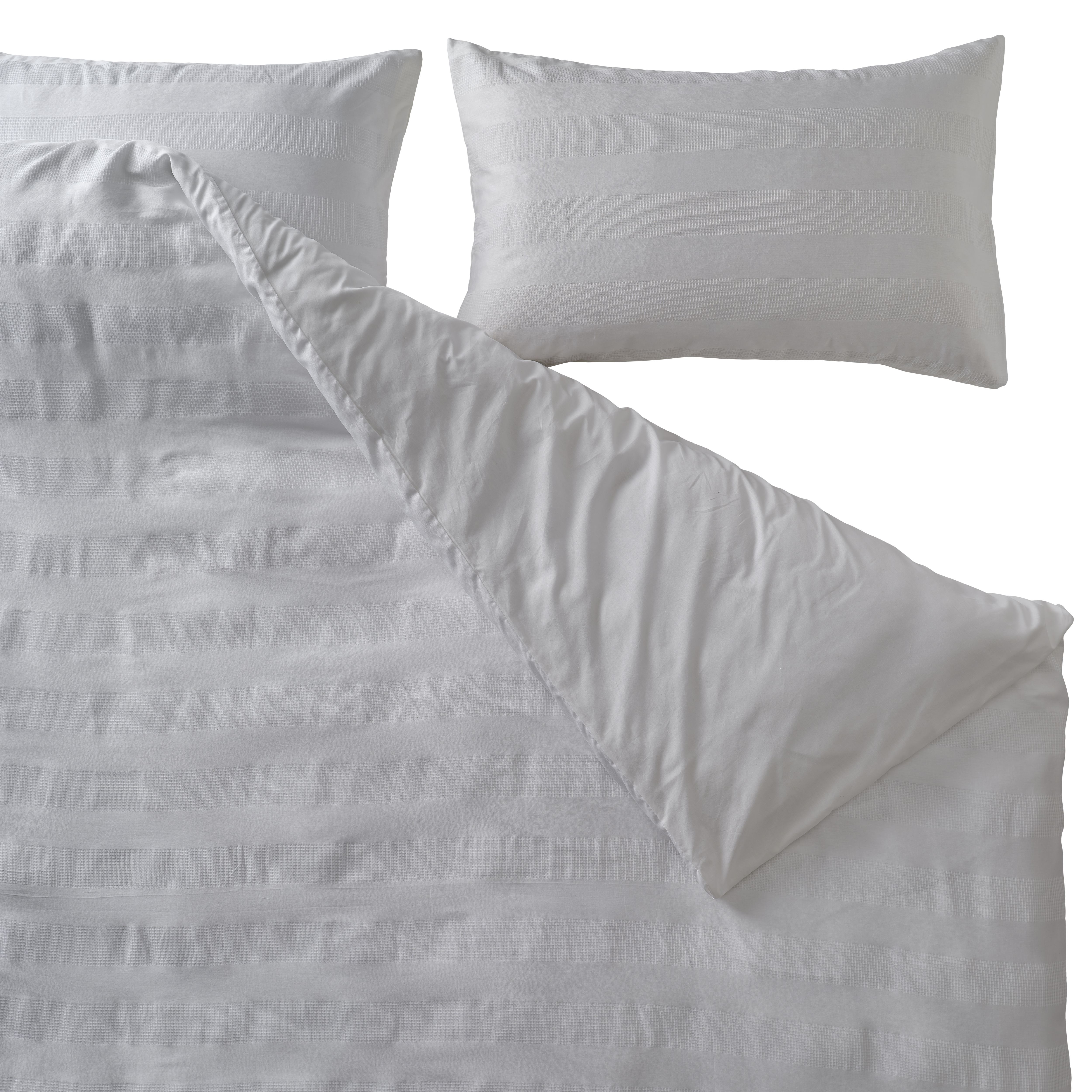 Georgia Striped White Double Duvet cover & pillow case set