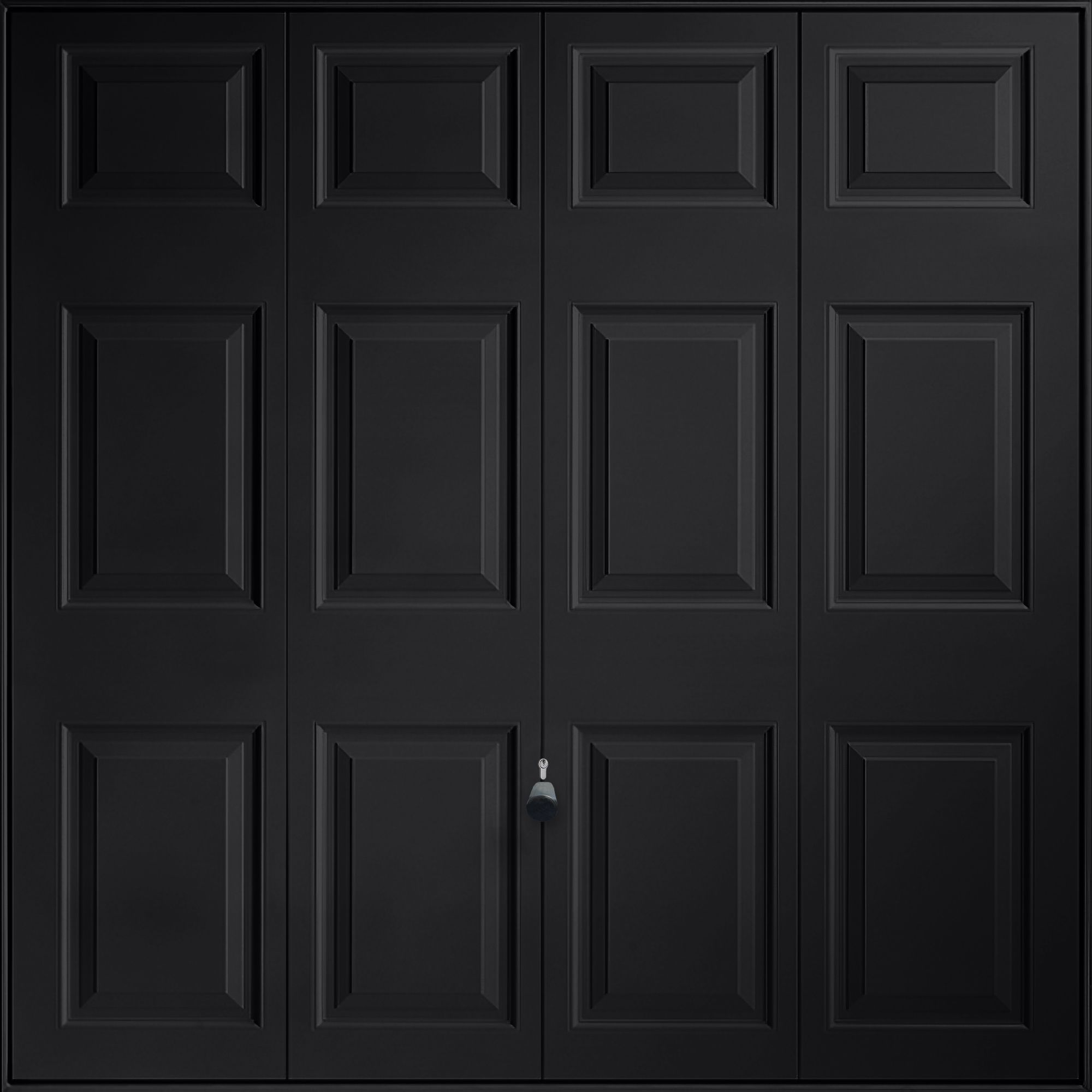 Georgian 12-panelled Up & over Black Canopy Garage door, (H)2039mm (W)2579mm (T)40mm