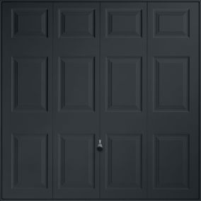 Georgian Standard size 12-panelled Anthracite grey Up & over Unglazed Garage door, (H)1981mm (W)2261mm