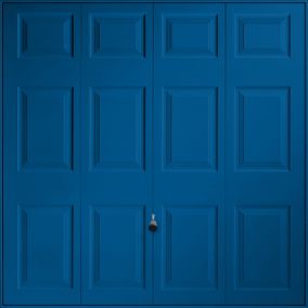 Georgian Standard size 12-panelled Signal blue Up & over Unglazed Garage door, (H)1981mm (W)2286mm