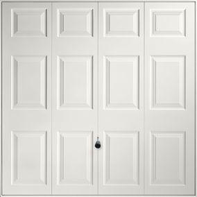 Georgian Standard size 12-panelled White Up & over Unglazed Garage door, (H)1981mm (W)2134mm