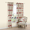 Geranium Cream & red Floral jacquard Lined Eyelet Curtains (W)167cm (L)228cm, Pair