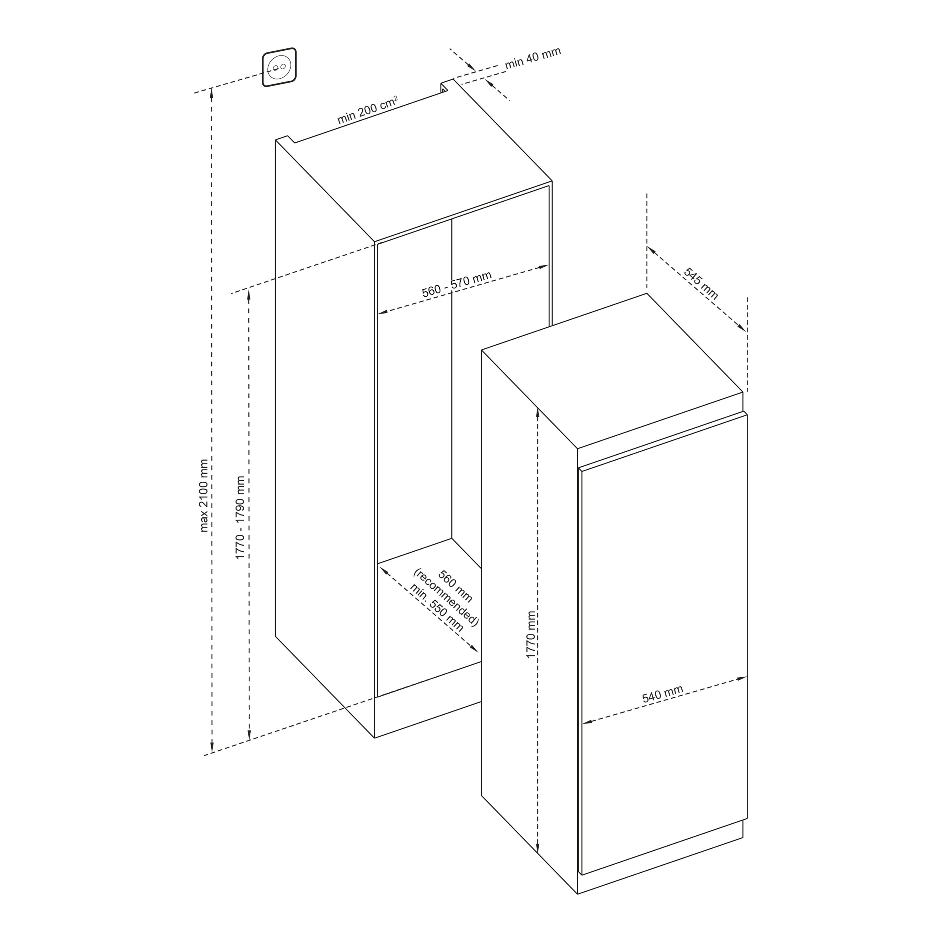 GHBITFZUKa Integrated Automatic defrost Freezer - White