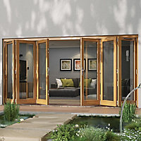 Glazed Golden Oak External 6 Folding Patio door, (H)2094mm (W)4194mm