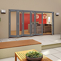 Glazed Grey Timber RH External Patio door, (H)2094mm (W)4794mm