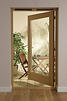 Glazed Oak veneer External Back door, (H)2090mm (W)1190mm