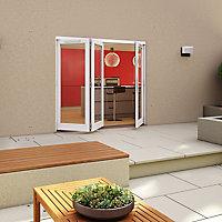 Glazed Pre-painted White Timber LH External Folding Patio door, (H)2094mm (W)2094mm