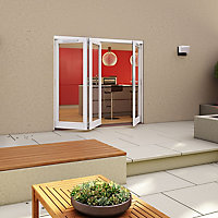 Glazed Pre-painted White Timber RH External Folding Patio door, (H)2094mm (W)2394mm