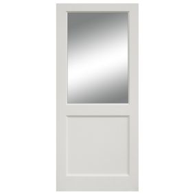 Glazed Primed White Hardwood RH External Door set, (H)2074mm (W)932mm