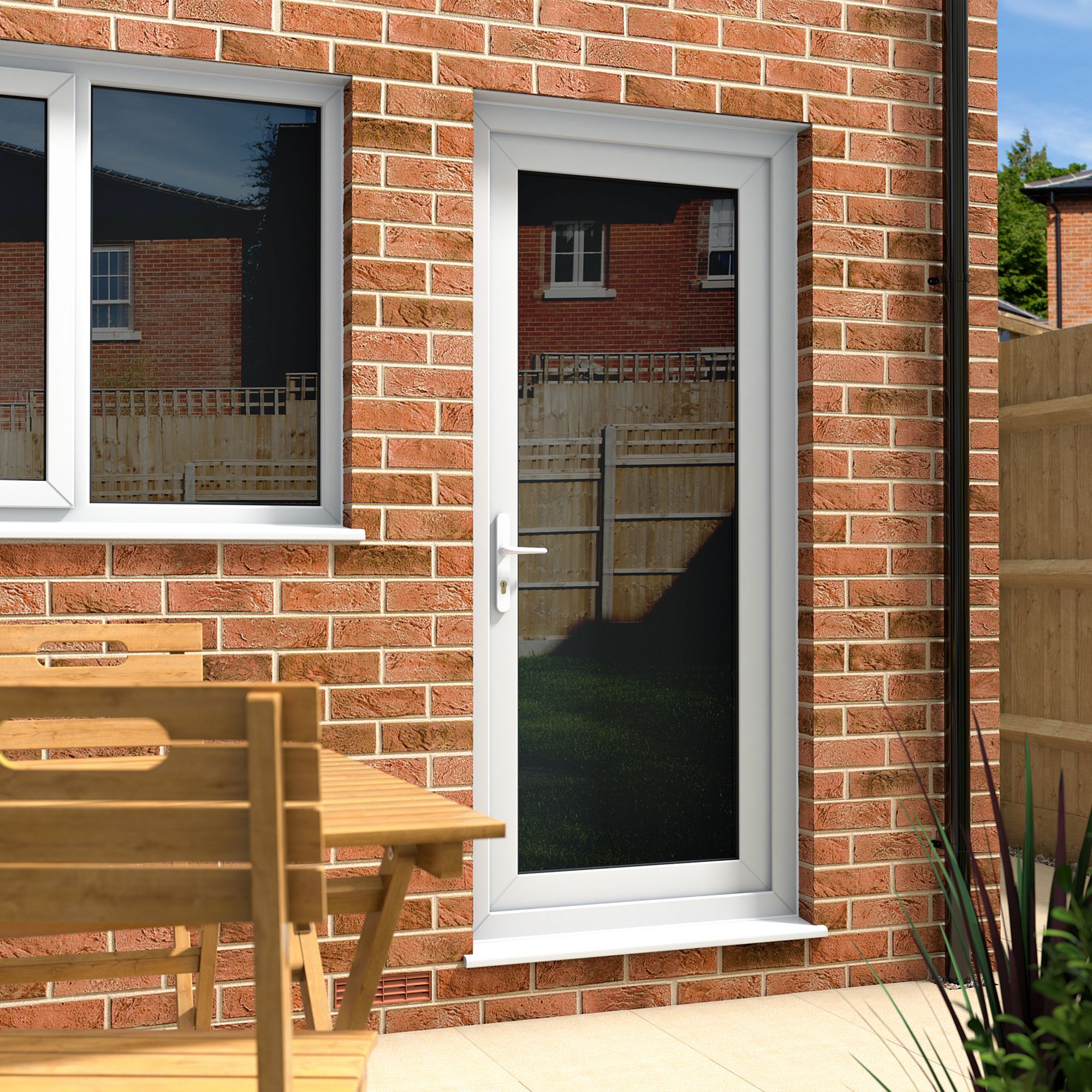 Glazed White Left-hand External Back Door set, (H)2055mm (W)920mm