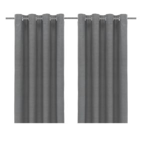 Glend Grey Plain woven Blackout & thermal Eyelet Curtain (W)167cm (L)183cm, Pair
