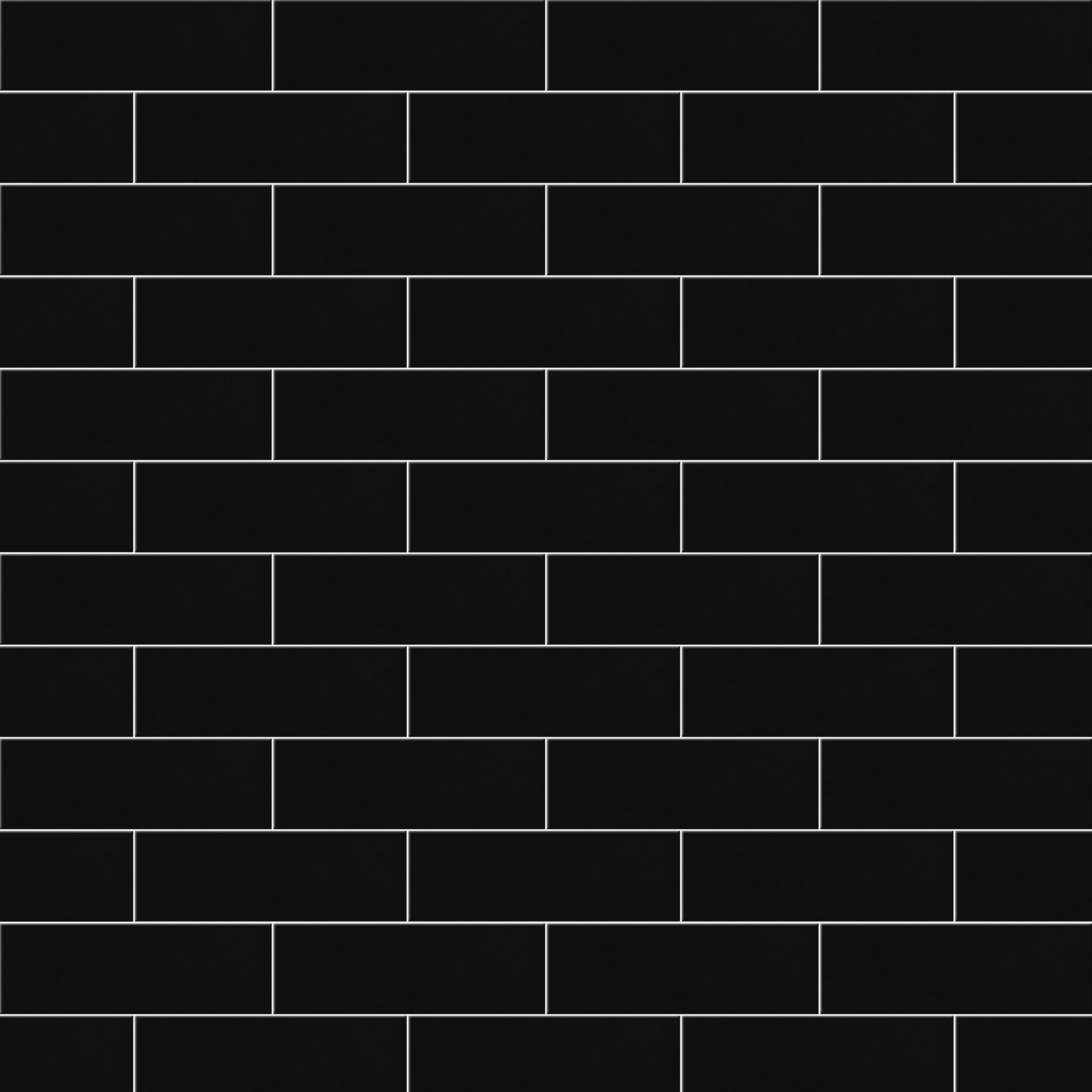 Glina Black Gloss Ceramic Wall Tile, Pack of 34, (L)297mm (W)97mm