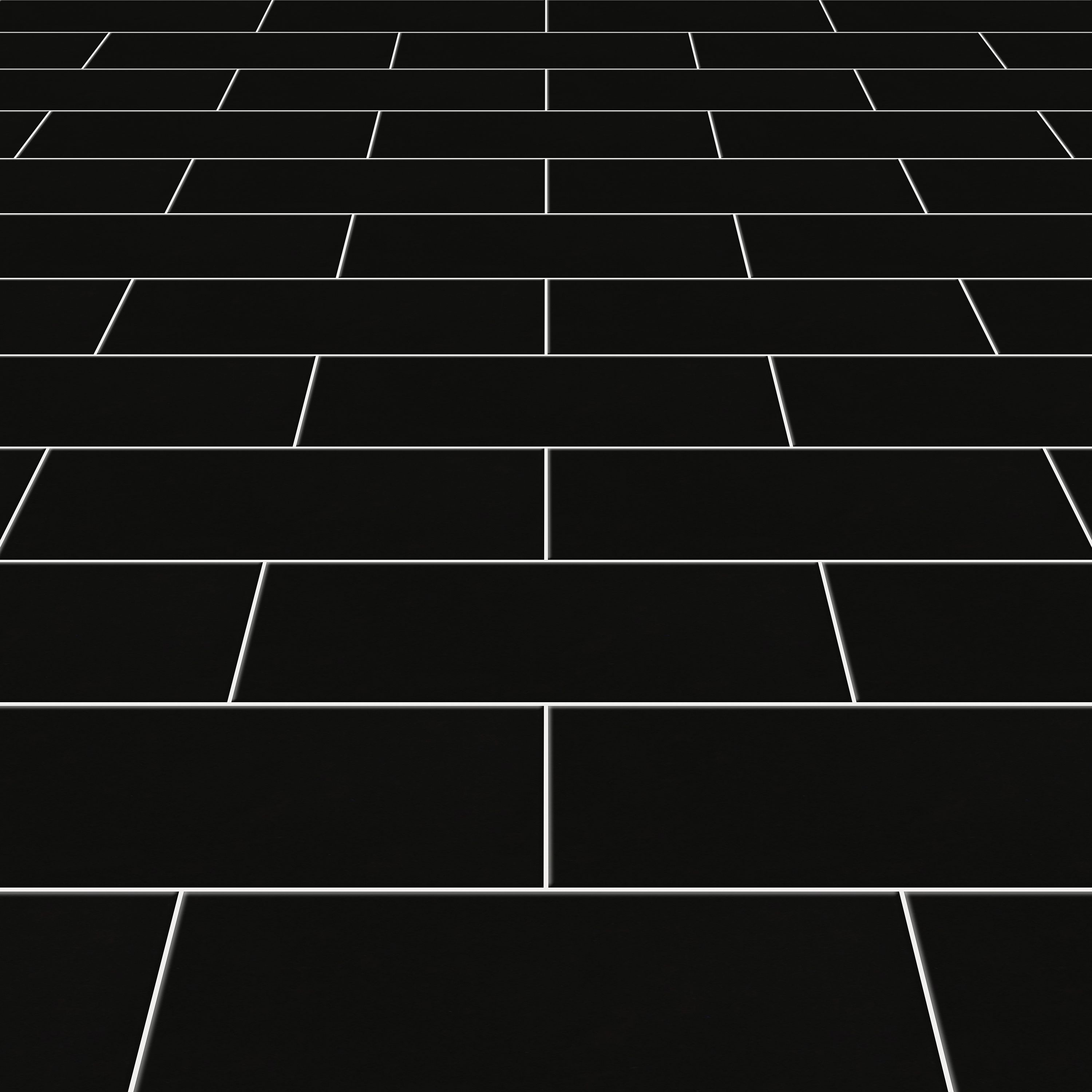 Glina Black Gloss Ceramic Wall Tile, Pack of 34, (L)297mm (W)97mm