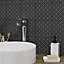 Glina Black Gloss Patterned Ceramic Wall tile, Pack of 40, (L)150mm (W)150mm