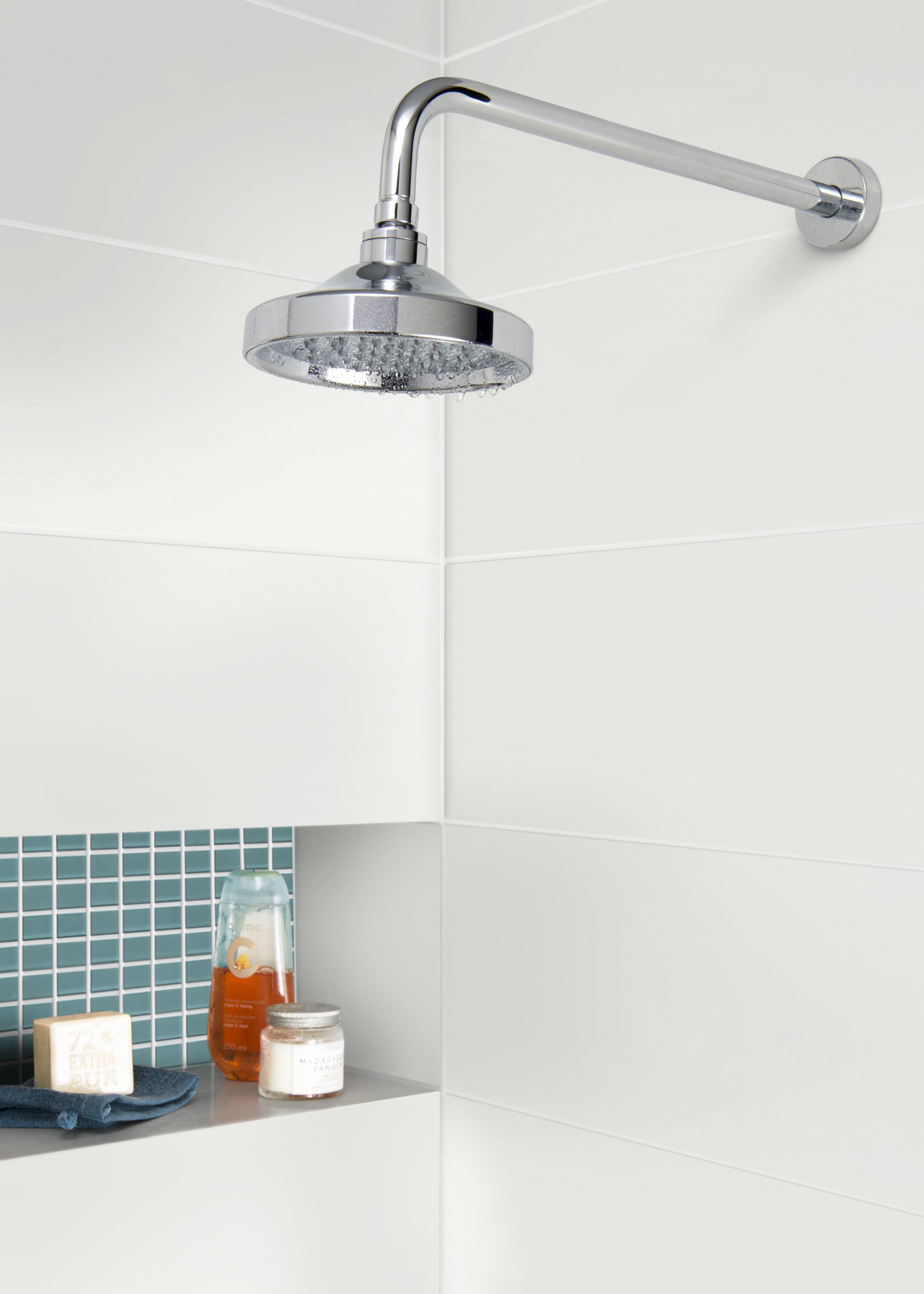 Glina Blue Frosted Glass Mosaic tile sheet, (L)300mm (W)300mm