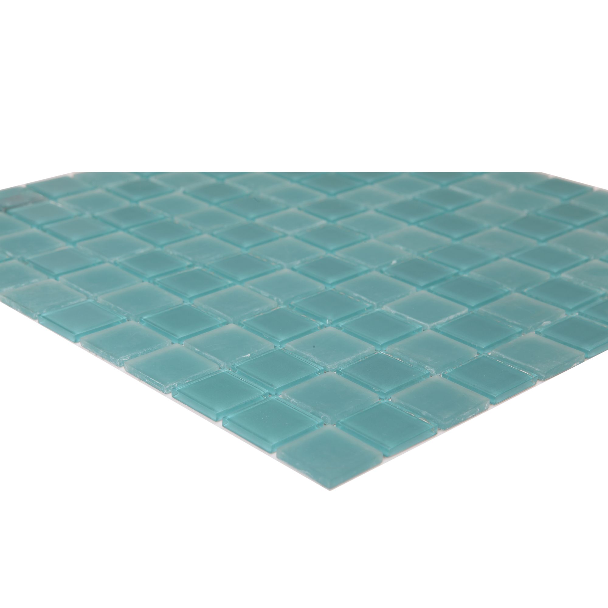 Glina Blue Frosted Glass Mosaic tile sheet, (L)300mm (W)300mm