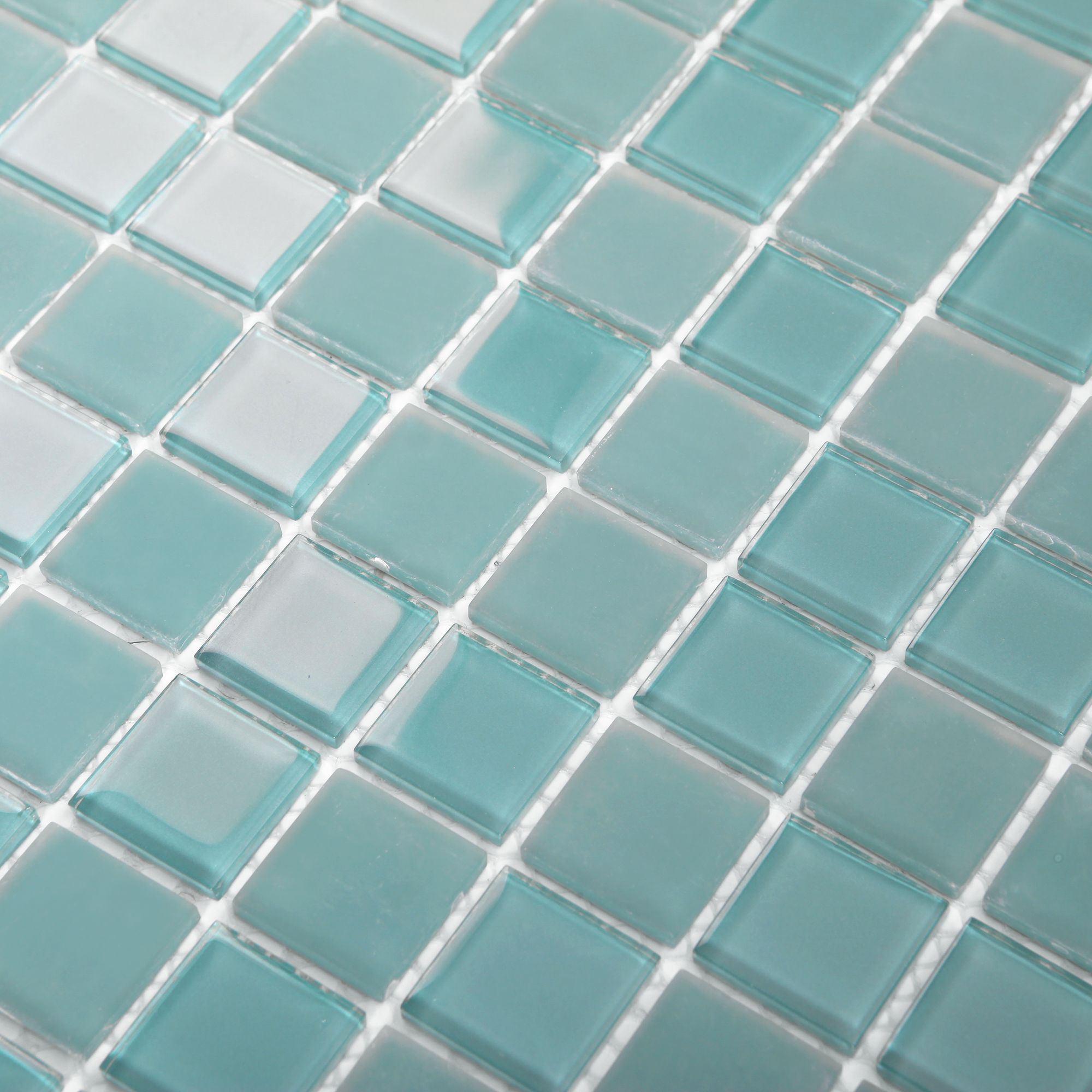 Glina Blue Frosted Glass Mosaic tile sheet, (L)300mm (W)300mm