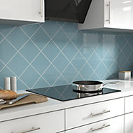 Glina Blue Gloss Ceramic Indoor Wall Tile, Pack of 40, (L)150mm (W)150mm