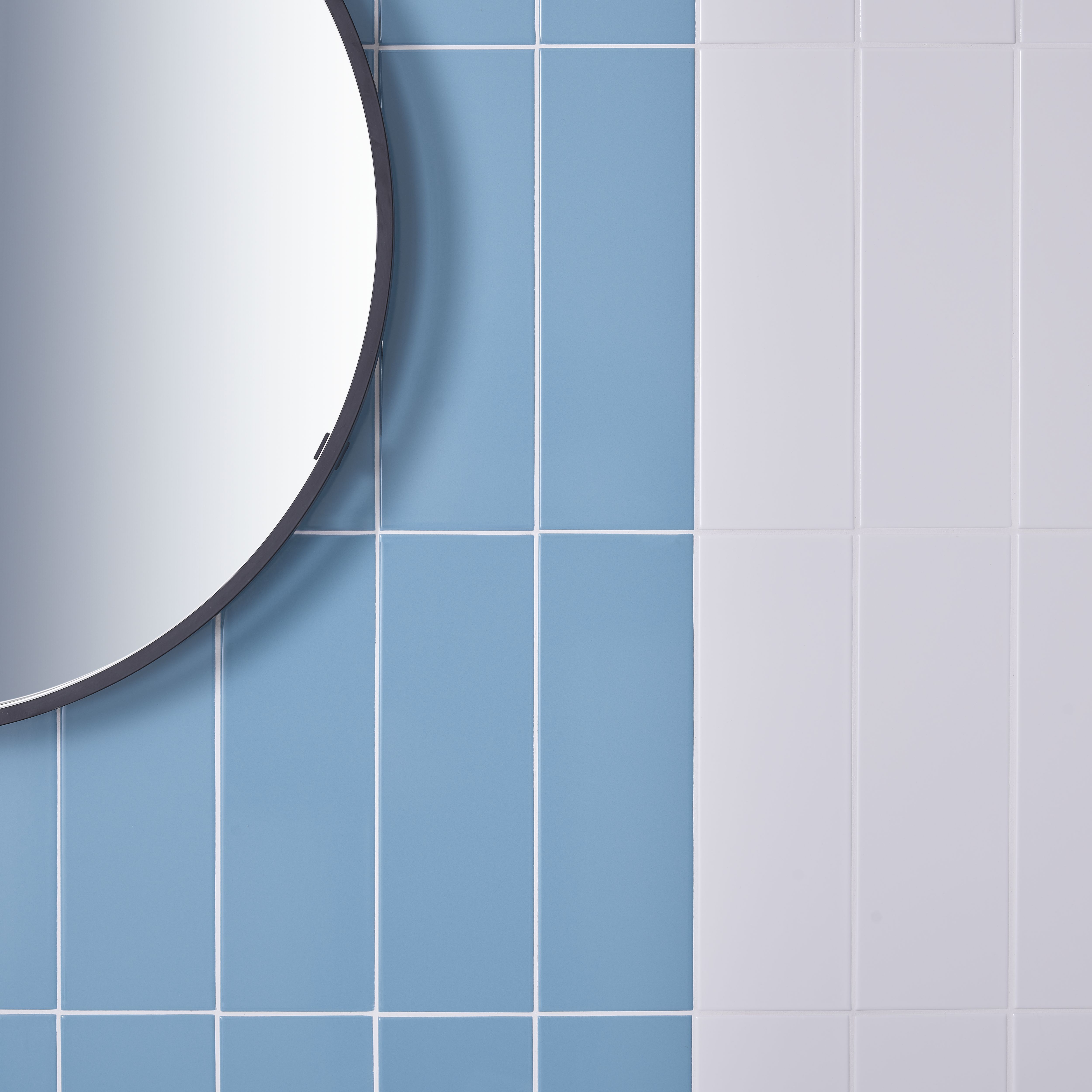 Glina Blue Gloss Ceramic Wall Tile, Pack of 34, (L)297mm (W)97mm
