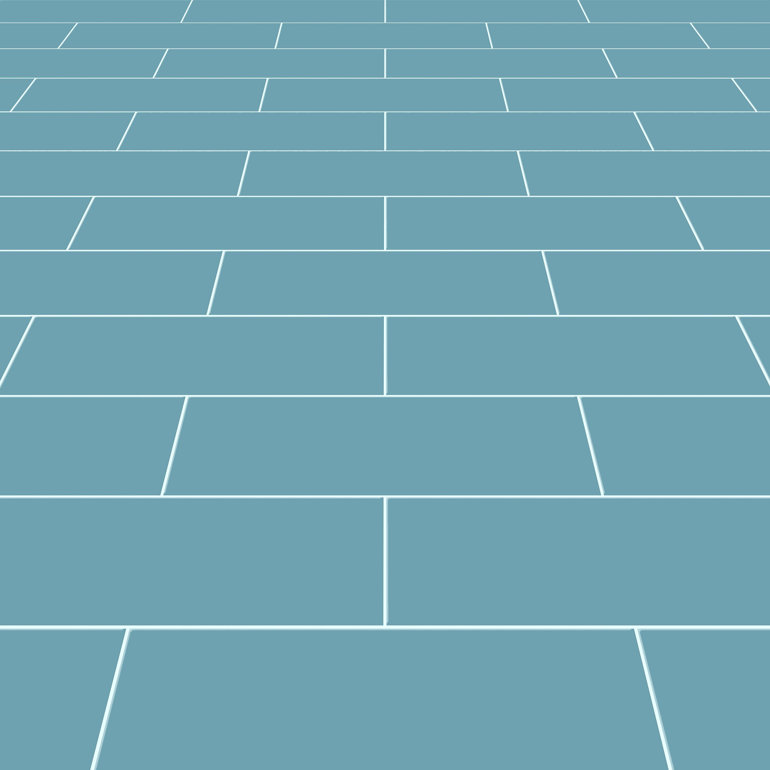 Glina Blue Gloss Ceramic Wall Tile, Pack of 34, (L)297mm (W)97mm