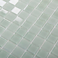 Glina Green Frosted Glass effect Glass Mosaic tile sheet, (L)300mm (W)300mm