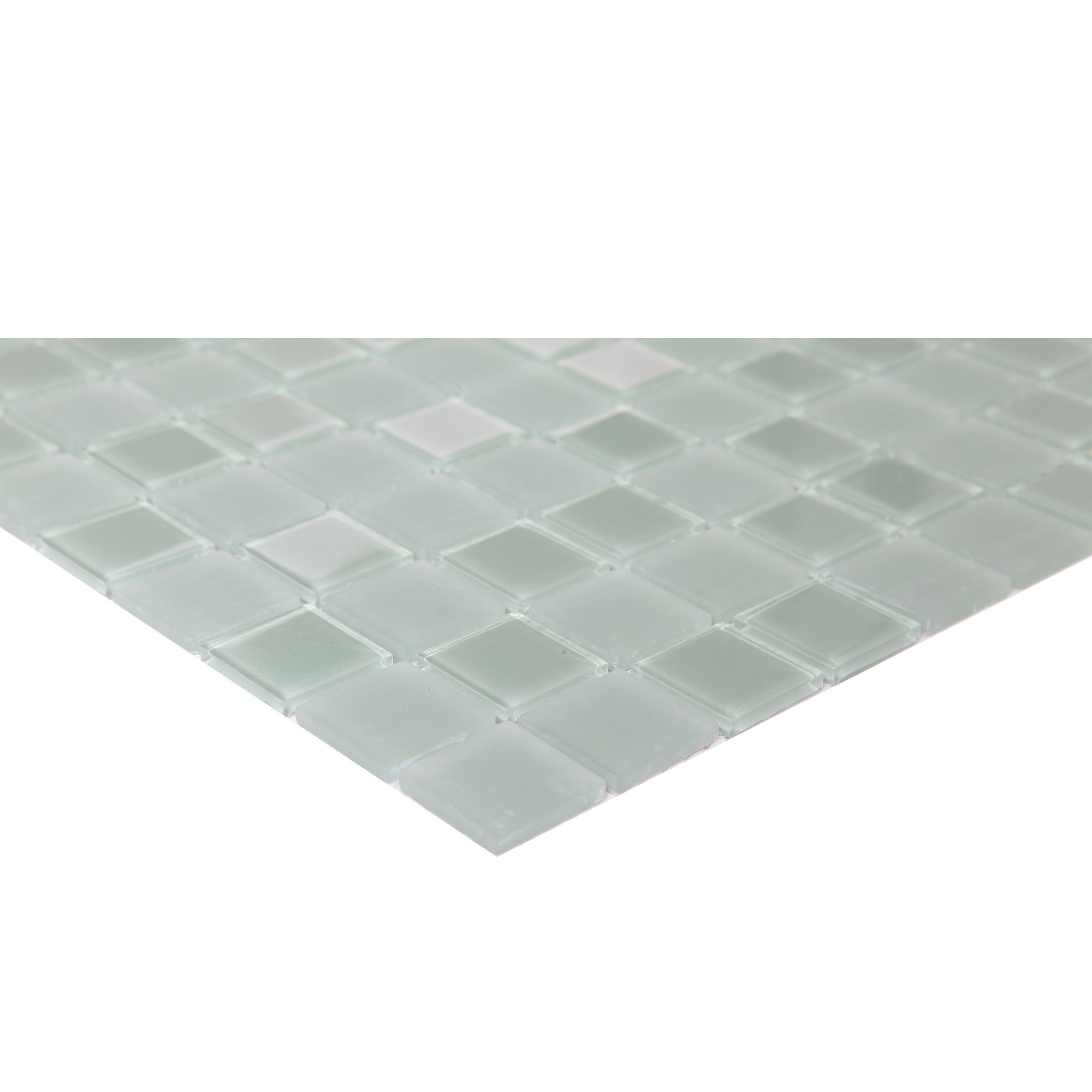 Glina Green Frosted Glass Mosaic tile sheet, (L)300mm (W)300mm
