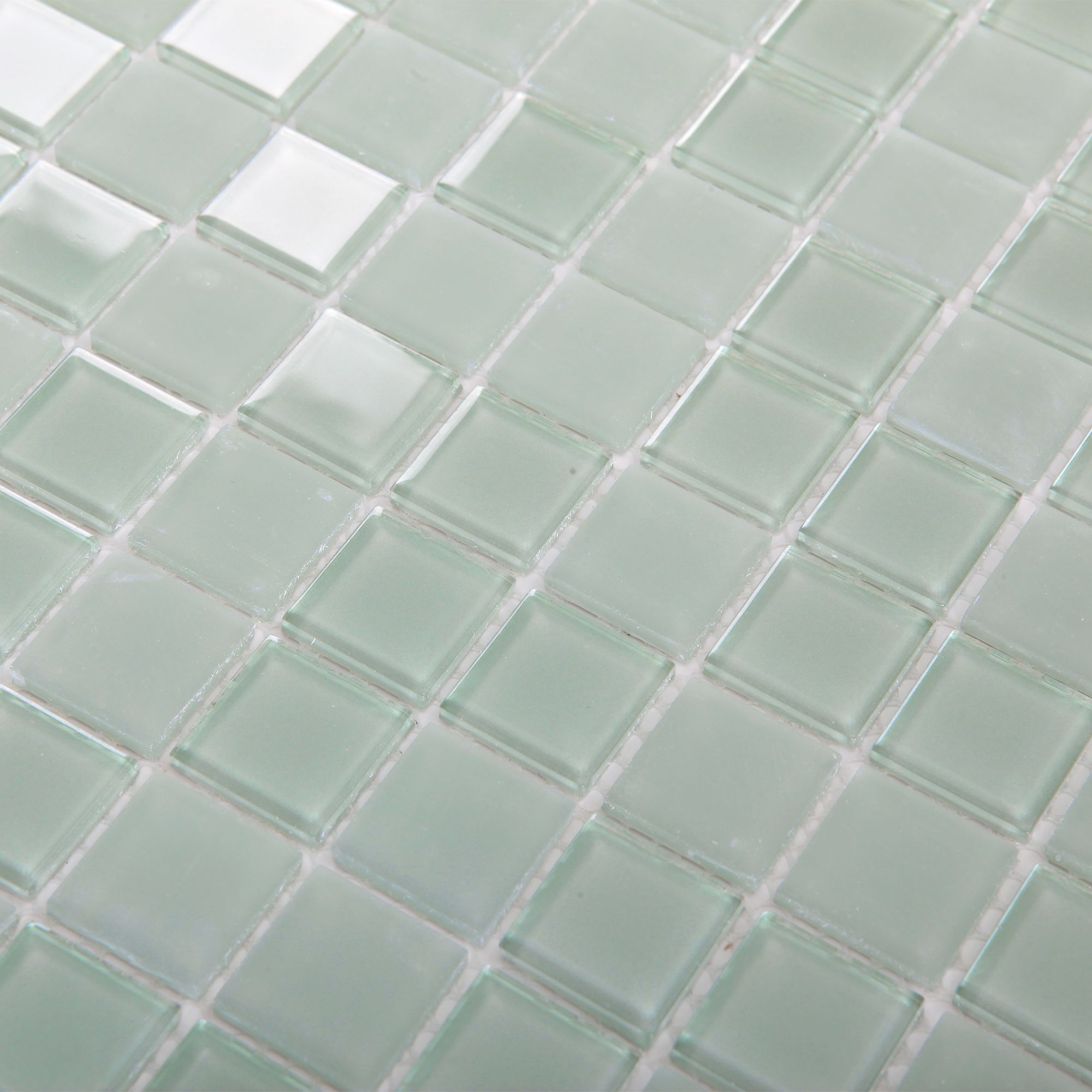 Glina Green Frosted Glass Mosaic tile sheet, (L)300mm (W)300mm