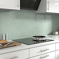 Glina Green Gloss Ceramic Indoor Wall Tile, Pack of 40, (L)150mm (W)150mm